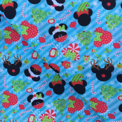 stripe christmas day snowflake snow printed fabric