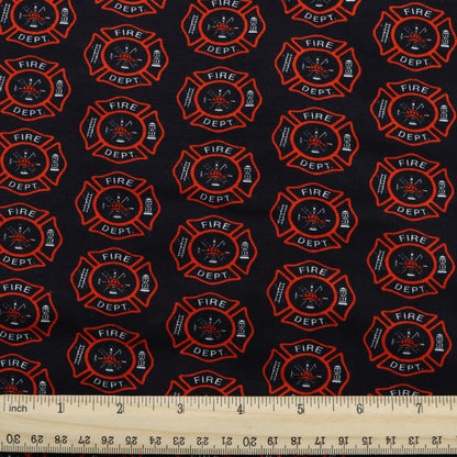 fire truck fire hydrant firemen printed fabric