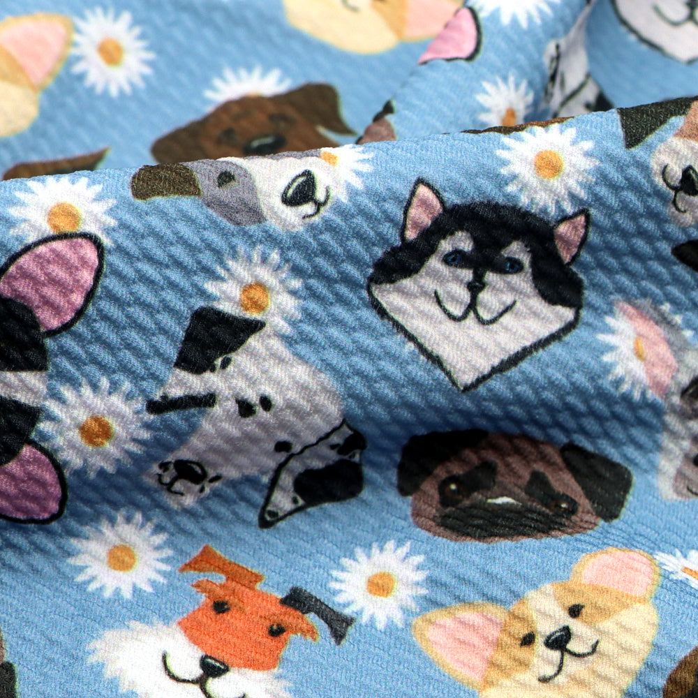 flower floral dog puppy printed fabric