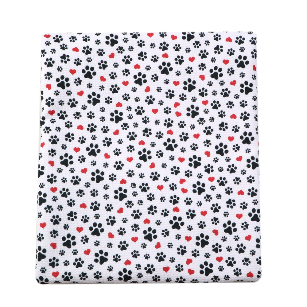 footprint paw heart love valentines day printed fabric