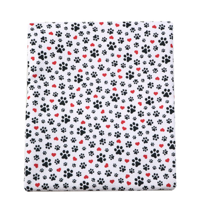 footprint paw heart love valentines day printed fabric