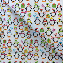 Load image into Gallery viewer, snowflake snow penguin penguins christmas printed fabric
