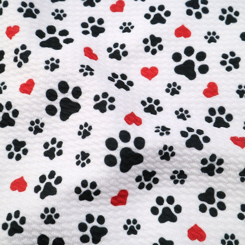 footprint paw heart love valentines day printed fabric