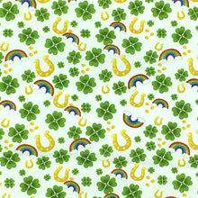 Load image into Gallery viewer, st patricks rainbow color clover shamrock printed fabric
