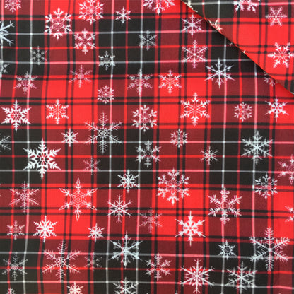 snowflake snow plaid grid christmas day red series printed fabric