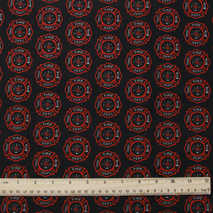 fire truck fire hydrant firemen printed fabric