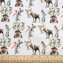 Load image into Gallery viewer, christmas day printing on white deer reindeer giraffe printed fabric
