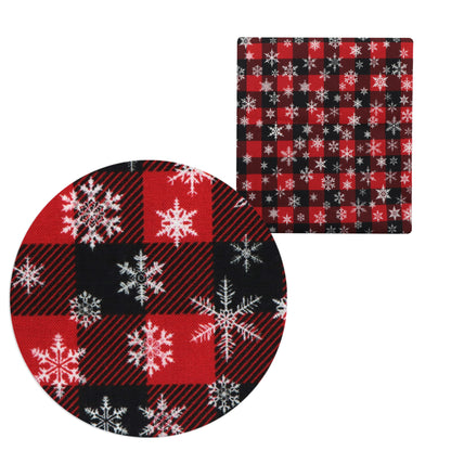 snowflake snow plaid grid christmas day printed fabric