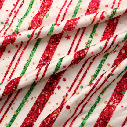 stripe christmas day star starfish printed fabric