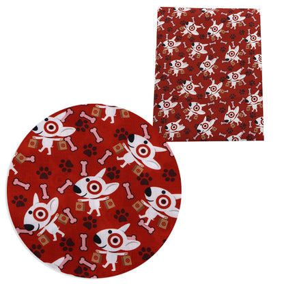 red series footprint paw printed fabric