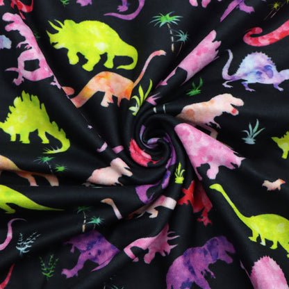 dinosaurs dino leaf leaves tree black series printed fabric