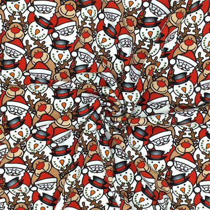snowman christmas day deer reindeer giraffe printed fabric