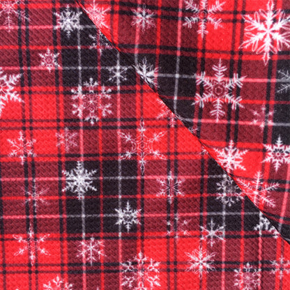 snowflake snow plaid grid christmas day red series printed fabric