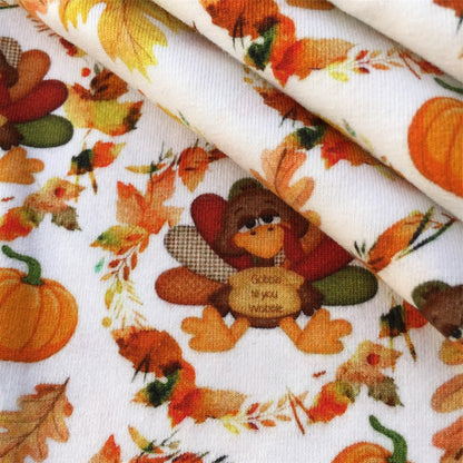 turkey chicken fall autumn leaf leaves tree printed fabric