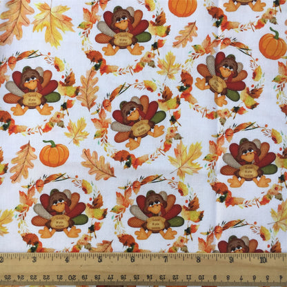 turkey chicken fall autumn leaf leaves tree printed fabric