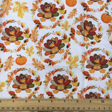 Load image into Gallery viewer, turkey chicken fall autumn leaf leaves tree printed fabric
