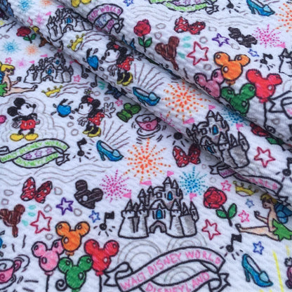 flower floral star starfish music music notes firework printed fabric