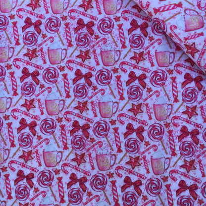 bowknot bows lollipop lolly pops candy sweety christmas day food printed fabric