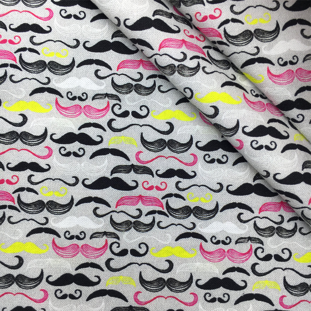 moustache geometric patterns black series printed fabric