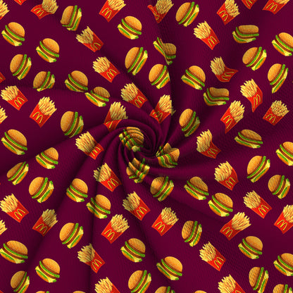 mcdonalds food french fry hamburger printed fabric
