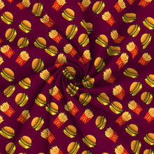 Load image into Gallery viewer, mcdonalds food french fry hamburger printed fabric
