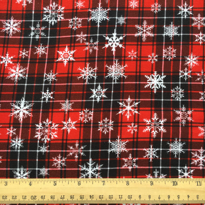 snowflake snow plaid grid christmas day red series printed fabric