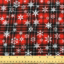 Load image into Gallery viewer, snowflake snow plaid grid christmas day red series printed fabric
