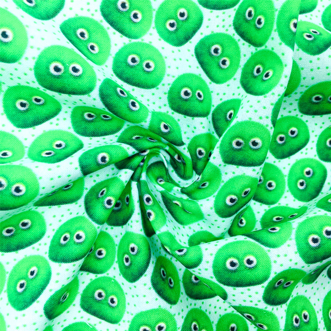 green series dots spot printed fabric
