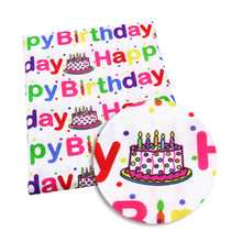 Load image into Gallery viewer, letters alphabet happy birthday printed fabric
