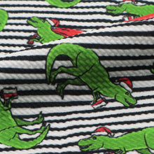 Load image into Gallery viewer, dinosaurs dino christmas day stripe printed fabric

