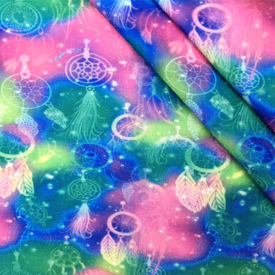 rainbow color dreamcatcher paint splatter printed fabric