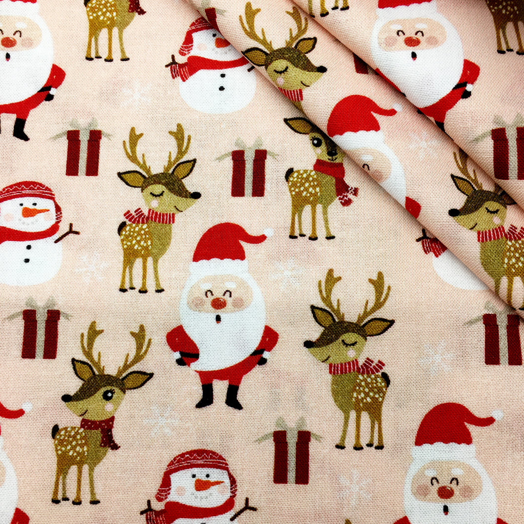 christmas day snowman deer reindeer giraffe snowflake snow printed fabric