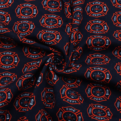 fire truck fire hydrant firemen printed fabric