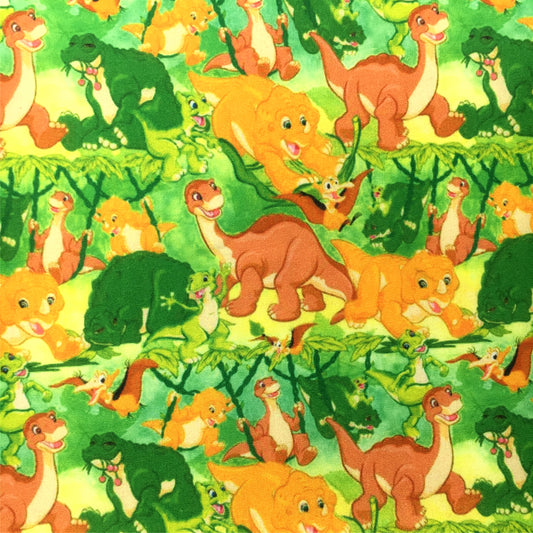 dinosaurs dino green series printed fabric