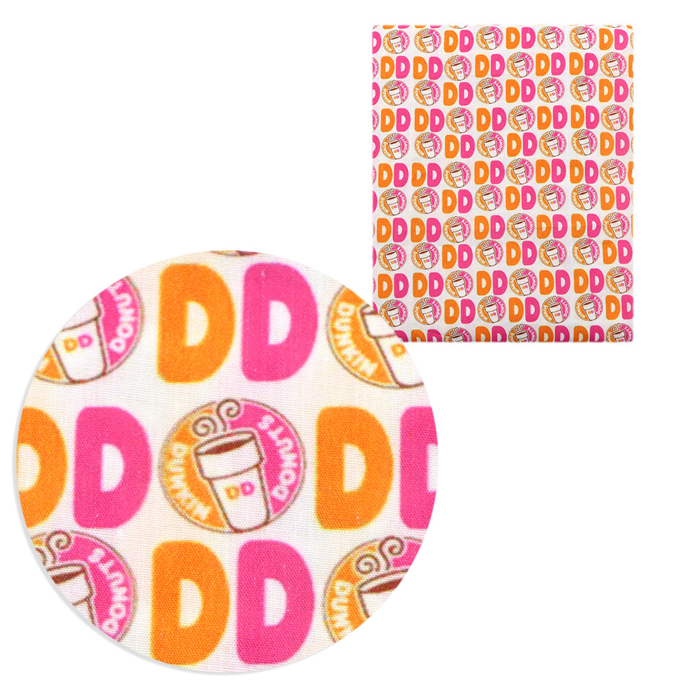 drinks letters alphabet dunkin donuts printed fabric