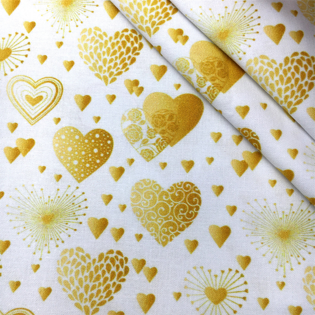valentines day heart love gold series printed fabric