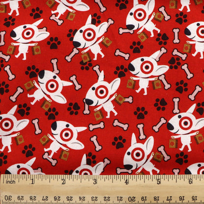 red series footprint paw printed fabric