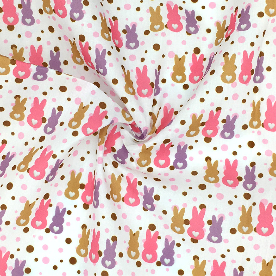heart love rabbit bunny easter bunny printed fabric