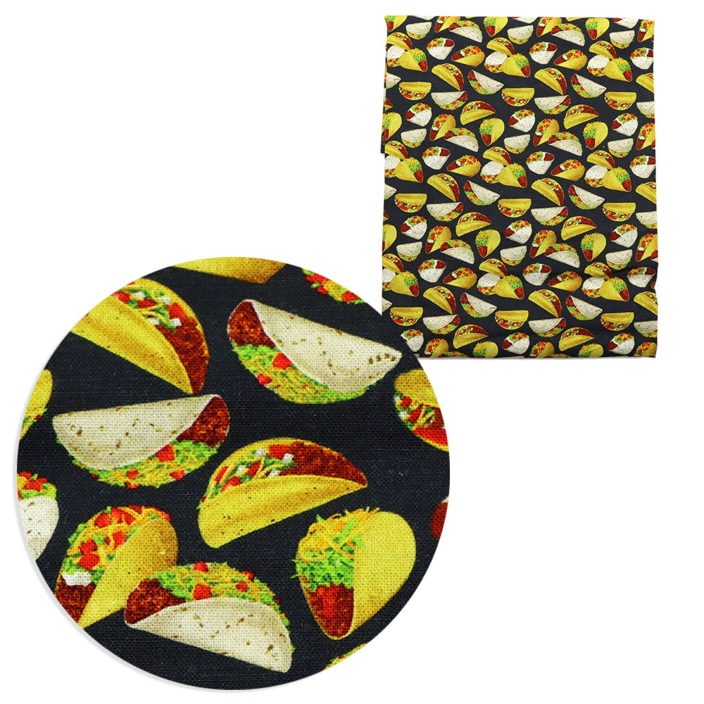go vegan taco yellow series black series printed fabric