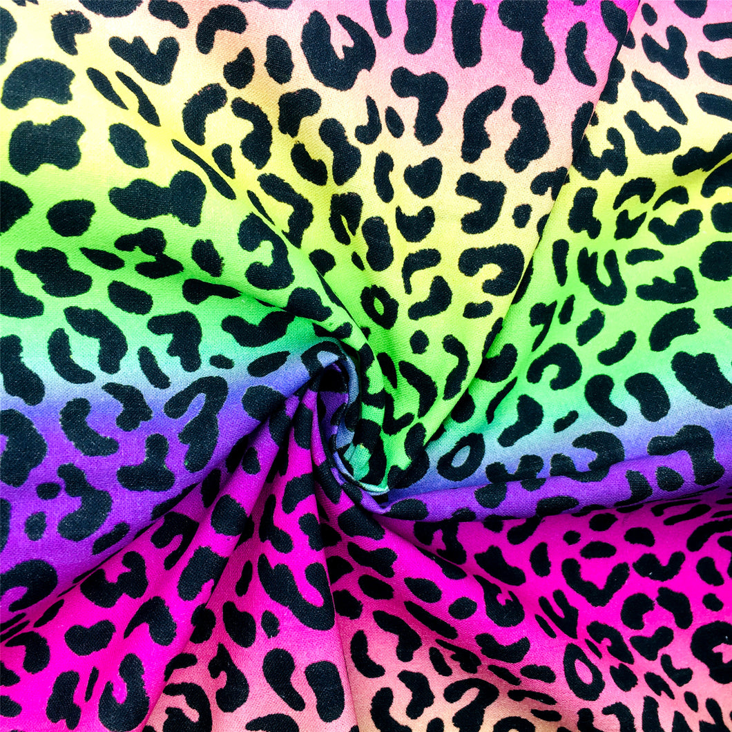 gradient color rainbow color leopard cheetah printed fabric