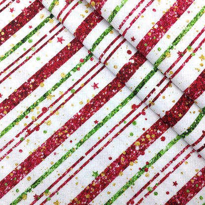 stripe christmas day star starfish printed fabric