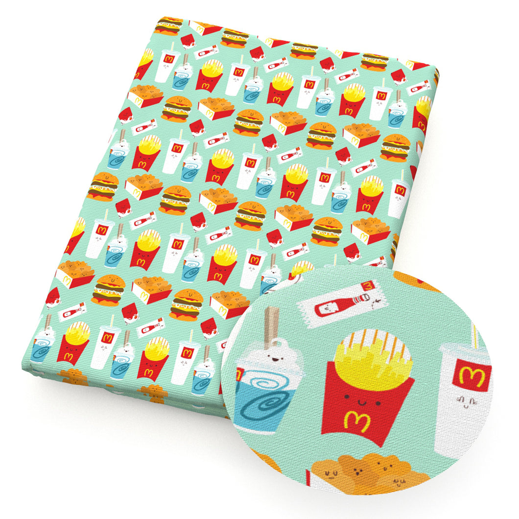 french fry drinks juice printed fabric