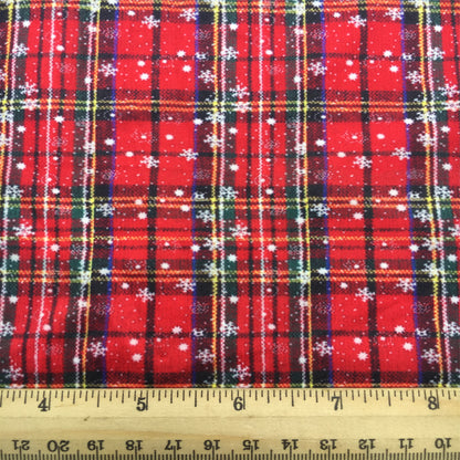 snowflake snow plaid grid christmas day printed fabric