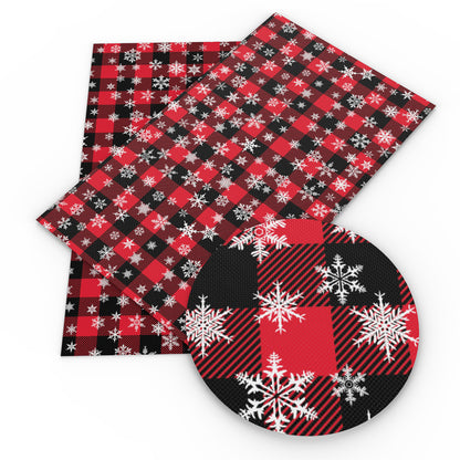 snowflake snow plaid grid christmas day printed fabric