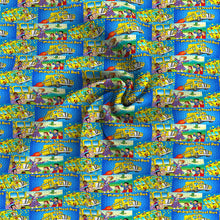 Load image into Gallery viewer, back to school abc school bus printed fabric
