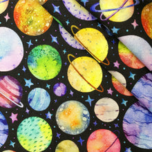 Load image into Gallery viewer, planet solar system galaxy star printed fabric
