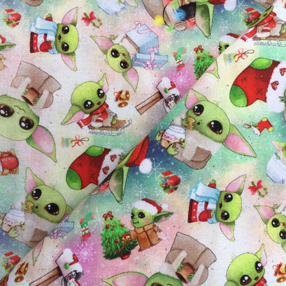 christmas day green series printed fabric
