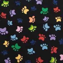 Load image into Gallery viewer, footprint paw paint splatter black series printed fabric
