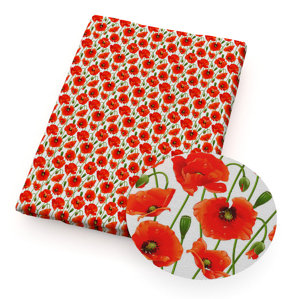 flower floral red series poppy flowers printed fabric