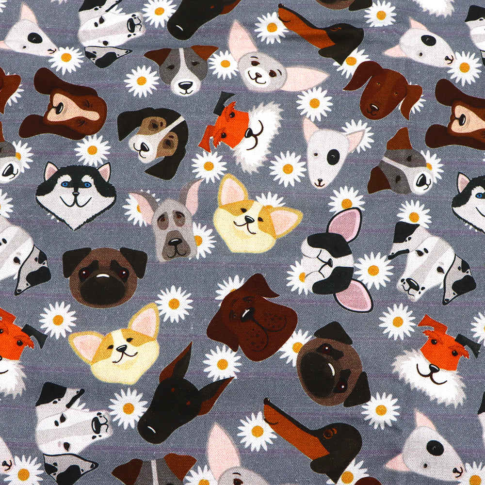 flower floral dog puppy printed fabric